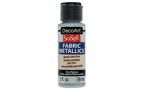 decoart sosoft metallic fabric acrylic paint 1-ounce silver platinum|sosoft metallic paint.